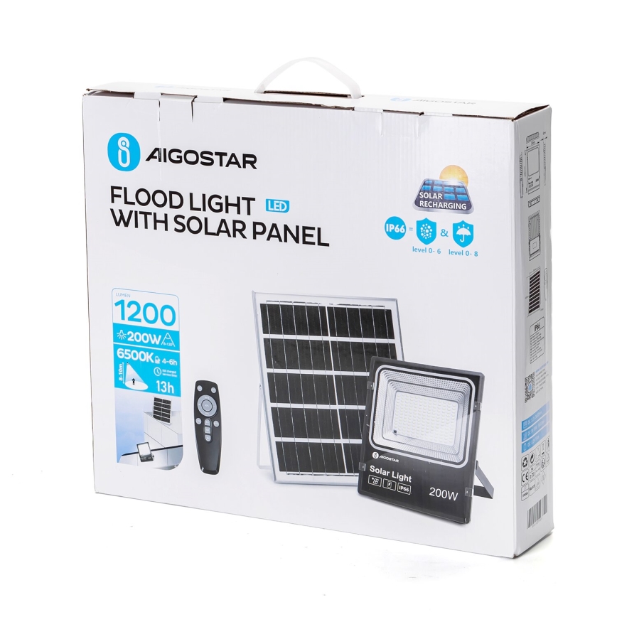 Aigostar - LED Stmívatelný solární reflektor LED/200W/3,2V IP66 15000 mAh + dálkové ovládání