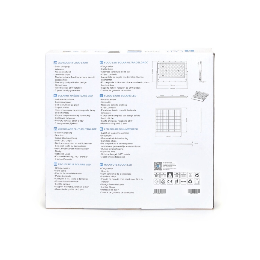 Aigostar - LED Stmívatelný solární reflektor LED/200W/3,4V IP65 + dálkové ovládání