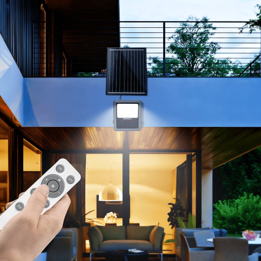 Aigostar - LED Stmívatelný solární reflektor LED/200W/3,4V IP65 15000 mAh + dálkové ovládání