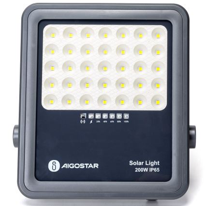 Aigostar - LED Stmívatelný solární reflektor LED/200W/3,4V IP65 15000 mAh + dálkové ovládání