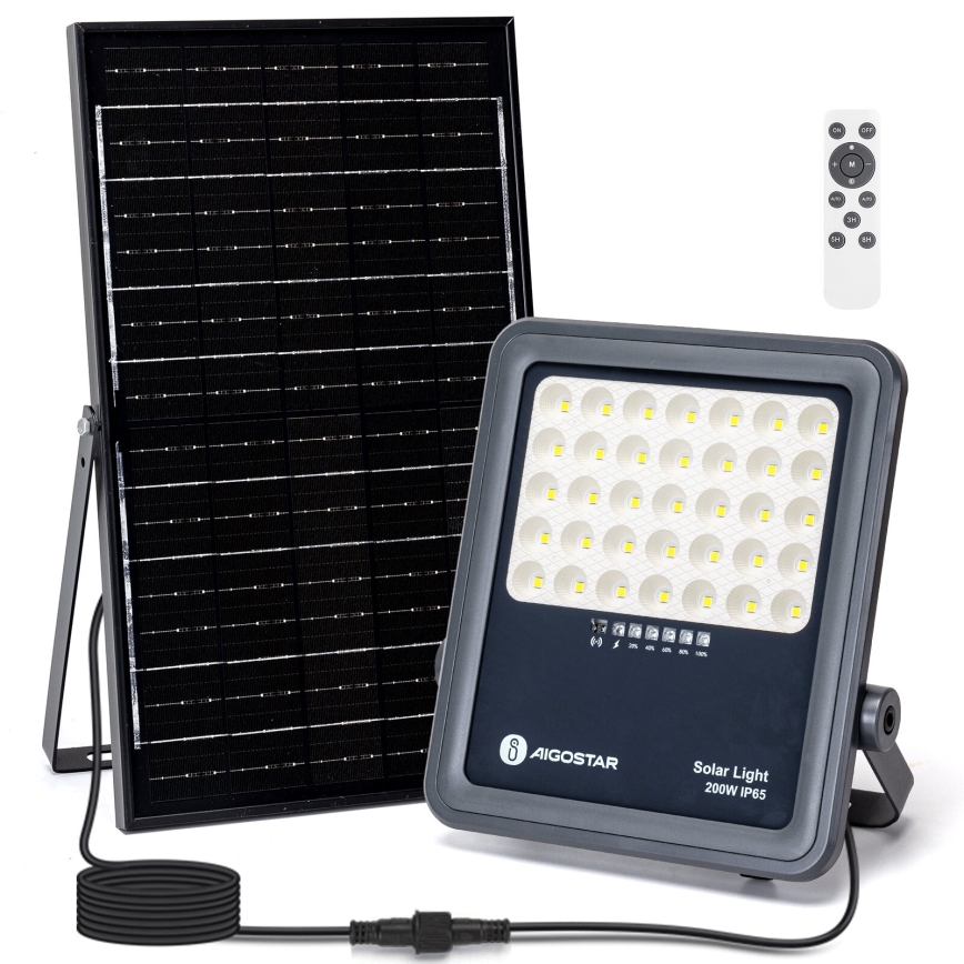 Aigostar - LED Stmívatelný solární reflektor LED/200W/3,4V IP65 15000 mAh + dálkové ovládání