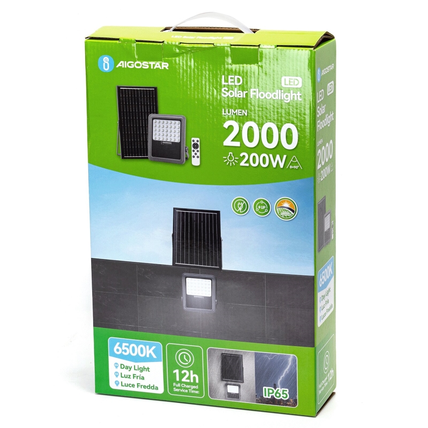 Aigostar - LED Stmívatelný solární reflektor LED/200W/3,4V IP65 15000 mAh + dálkové ovládání