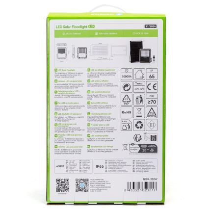 Aigostar - LED Stmívatelný solární reflektor LED/200W/3,4V IP65 15000 mAh + dálkové ovládání