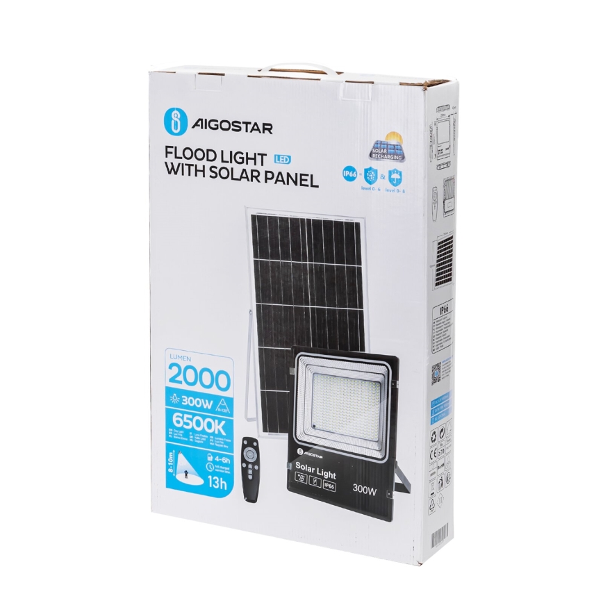 Aigostar - LED Stmívatelný solární reflektor LED/300W/3,2V IP66 25000 mAh + dálkové ovládání