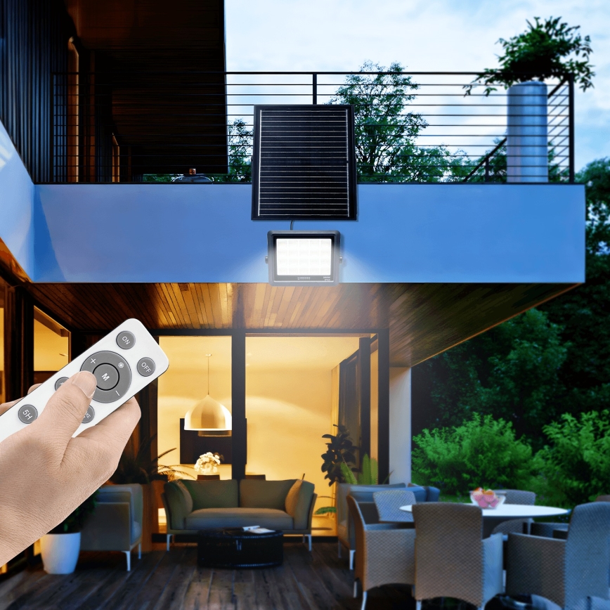 Aigostar - LED Stmívatelný solární reflektor LED/300W/3,4V IP65 + dálkové ovládání