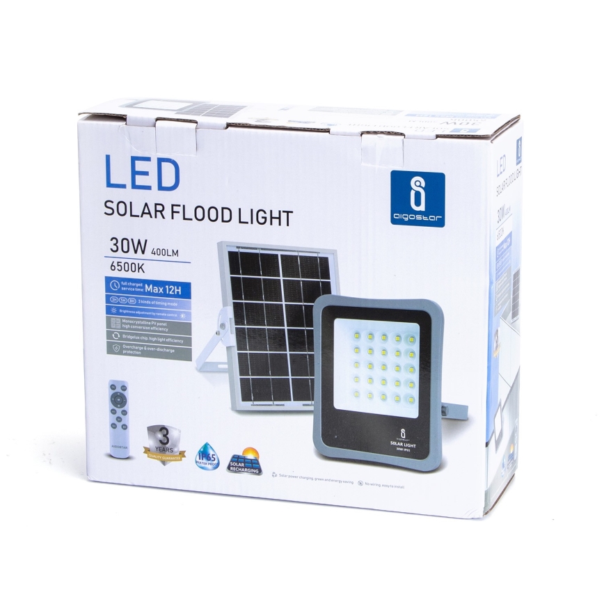 Aigostar - LED Stmívatelný solární reflektor LED/30W/3,2V 20000 mAh IP67 + DO