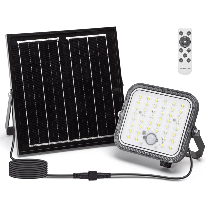 Aigostar - LED Stmívatelný solární reflektor se senzorem LED/80W/3,4V 6500K IP66 + dálkové ovládání