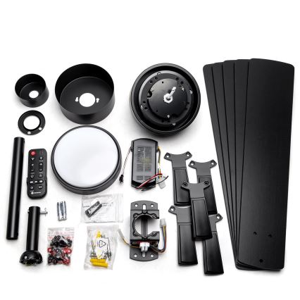 Aigostar - LED Stmívatelný stropní ventilátor LED/20W/230V 2700-6500K 132cm černá + dálkové ovládání