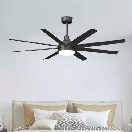 Aigostar - LED Stmívatelný stropní ventilátor LED/24W/230V 2700-6500K 165cm černá + dálkové ovládání