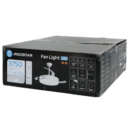 Aigostar - LED Stmívatelný stropní ventilátor LED/36W/230V 2700-6500K pr. 107 cm + dálkové ovládání bílá