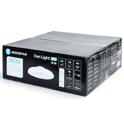 Aigostar - LED Stmívatelný stropní ventilátor LED/40W/230V 2700-6500K pr. 48 cm + dálkové ovládání bílá