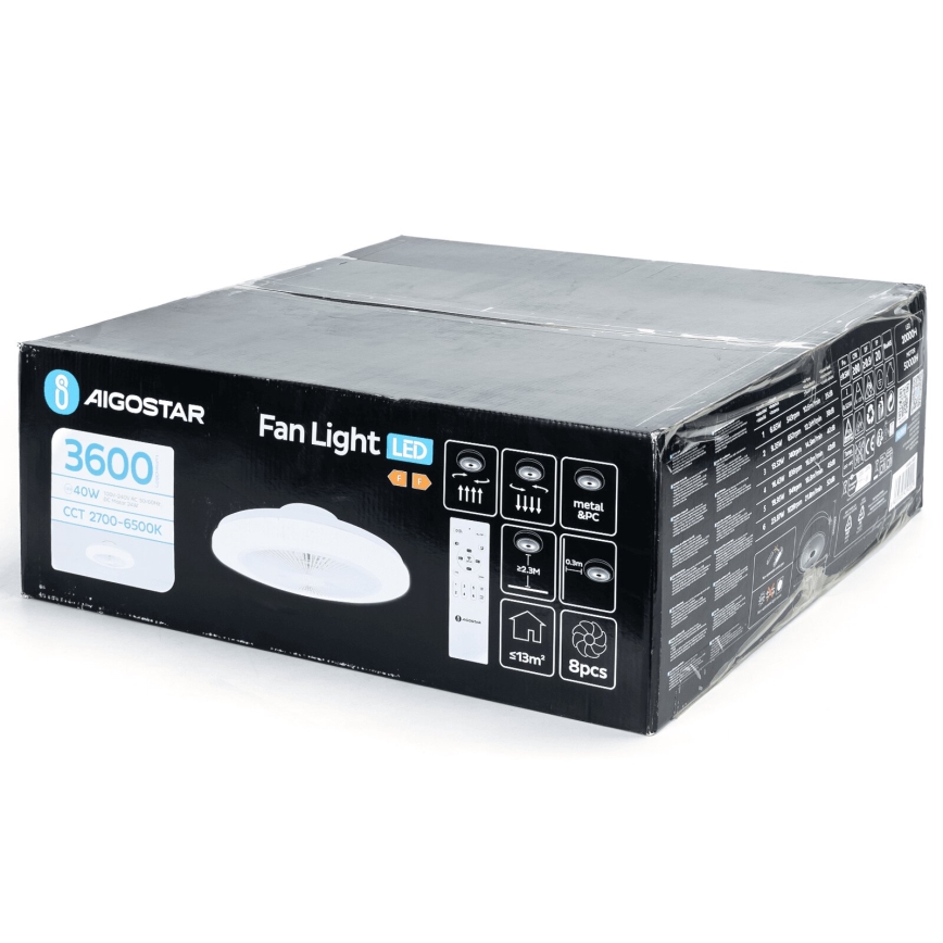 Aigostar - LED Stmívatelný stropní ventilátor LED/40W/230V 2700-6500K pr. 48 cm + dálkové ovládání bílá
