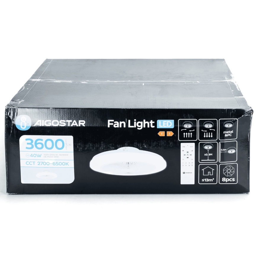 Aigostar - LED Stmívatelný stropní ventilátor LED/40W/230V 2700-6500K pr. 48 cm + dálkové ovládání bílá