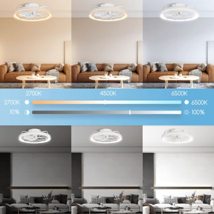 Aigostar - LED Stmívatelný stropní ventilátor LED/40W/230V 2700-6500K pr. 48 cm + dálkové ovládání bílá