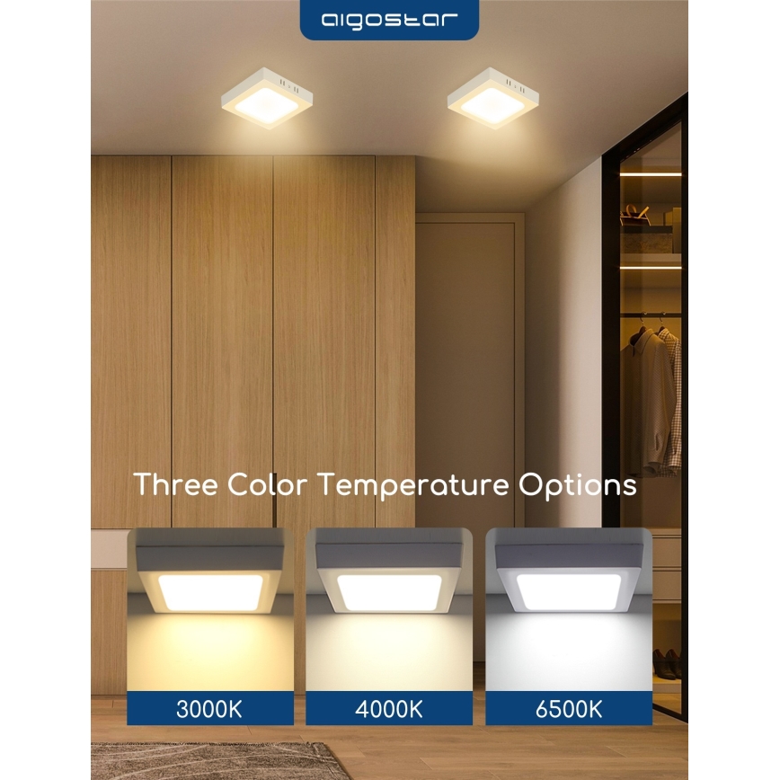 Aigostar - LED Stropní přisazené svítidlo LED/18W/230V 3000K 22,6x22,6 cm bílá