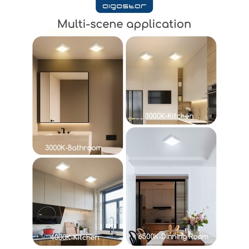 Aigostar - LED Stropní přisazené svítidlo LED/18W/230V 3000K 22,6x22,6 cm bílá