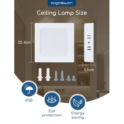 Aigostar - LED Stropní přisazené svítidlo LED/18W/230V 3000K 22,6x22,6 cm bílá