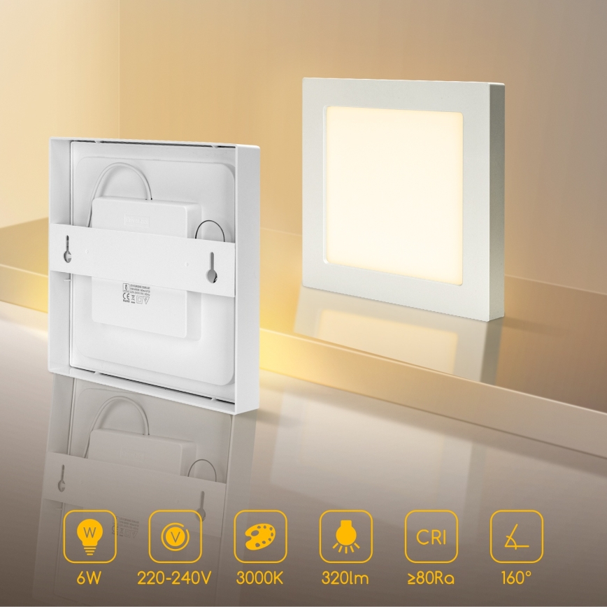 Aigostar - LED Stropní přisazené svítidlo LED/6W/230V 3000K 12,2x12,2 cm bílá
