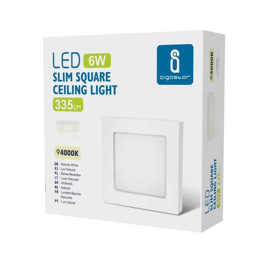 Aigostar - LED Stropní přisazené svítidlo LED/6W/230V 4000K 12,2x12,2 cm bílá