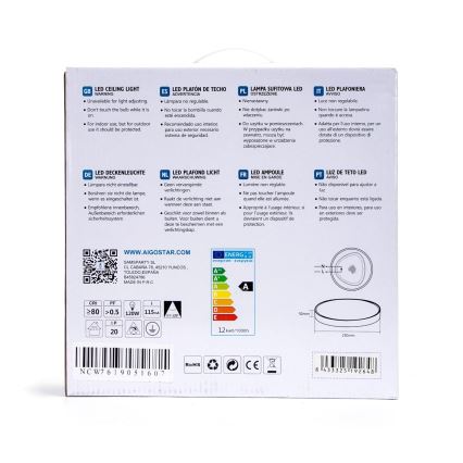 Aigostar - LED Stropní svítidlo LED/12W/230V 3000K pr. 23 cm bílá