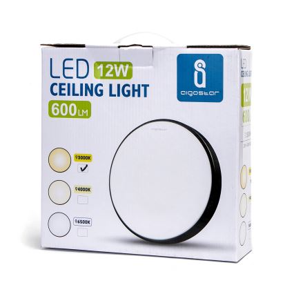 Aigostar - LED Stropní svítidlo LED/12W/230V 3000K pr. 23 cm černá