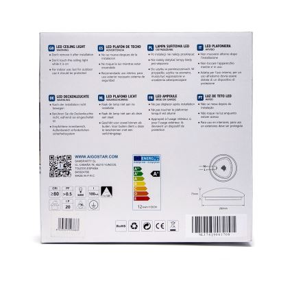 Aigostar - LED Stropní svítidlo LED/12W/230V 3000K pr. 28 cm