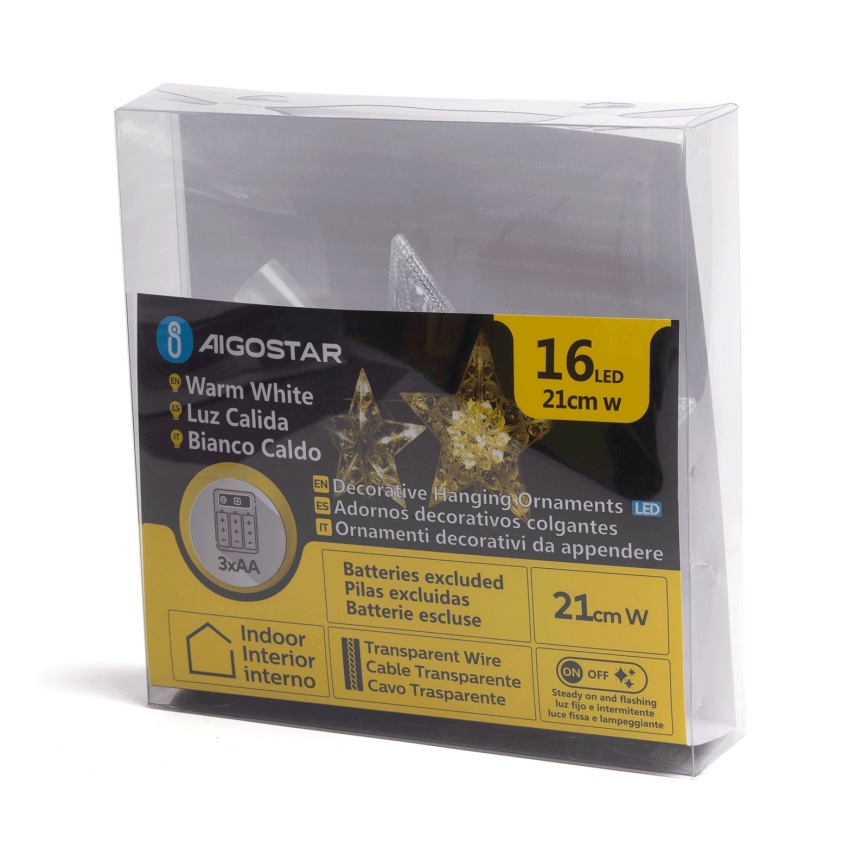 Aigostar - LED Vánoční dekorace 16xLED/3xAA teplá bílá hvězda