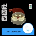 Aigostar - LED Vánoční dekorace 425xLED/3xAA IP44 + dálkové ovládání santa 30 cm