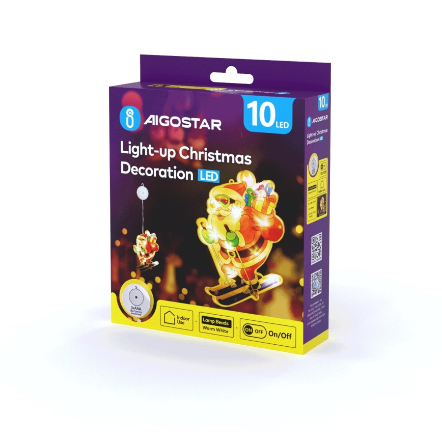 Aigostar - LED Vánoční dekorace LED/3xAAA Santa na lyžích 23cm