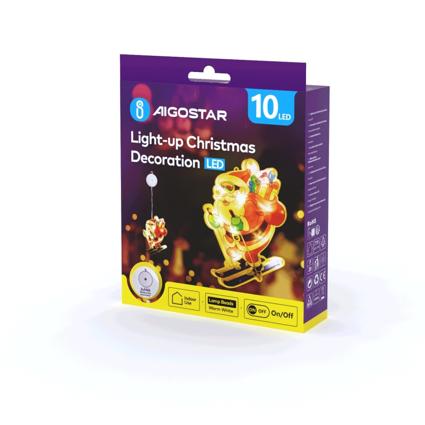 Aigostar - LED Vánoční dekorace LED/3xAAA Santa na lyžích 23cm