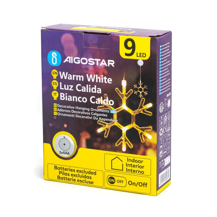 Aigostar - LED Vánoční dekorace LED/3xAAA teplá bílá vločka 19cm
