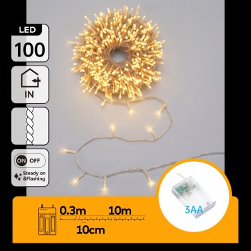 Aigostar - LED Vánoční řetěz 100xLED/3xAA 10,3m teplá bílá