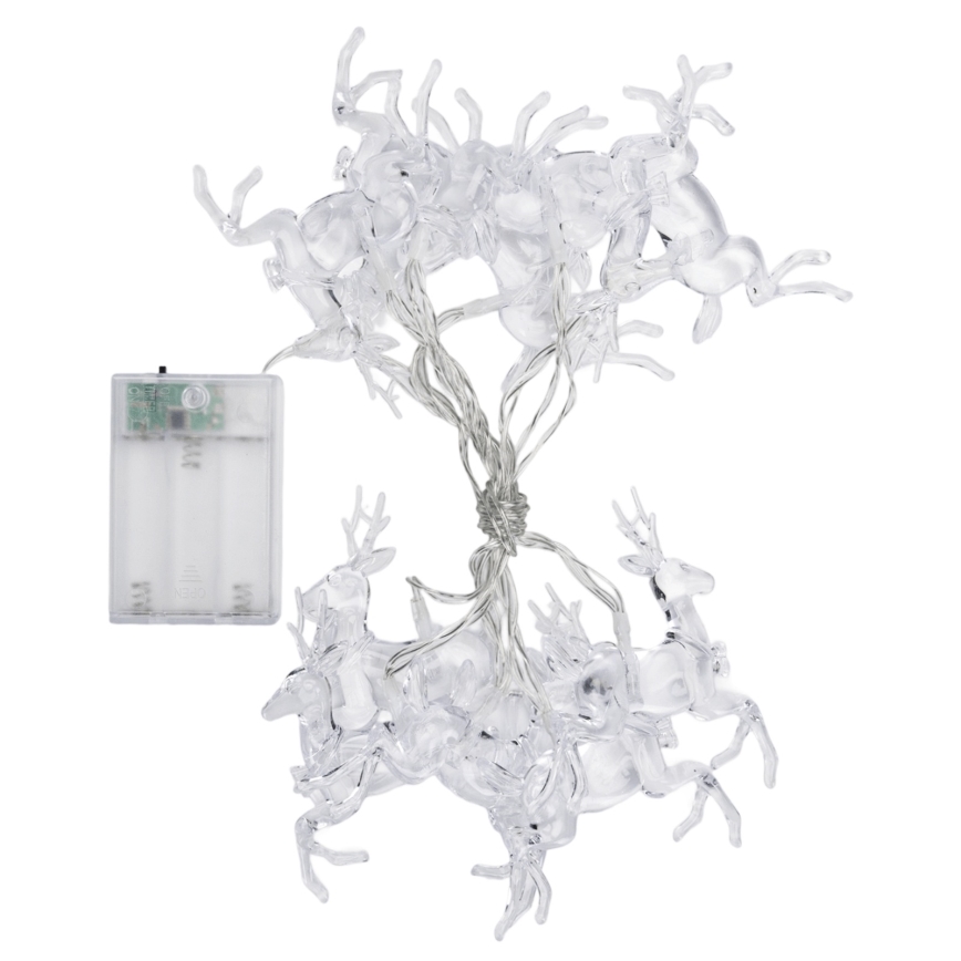 Aigostar - LED Vánoční řetěz 10xLED/3xAA 1,5m teplá bílá jeleni