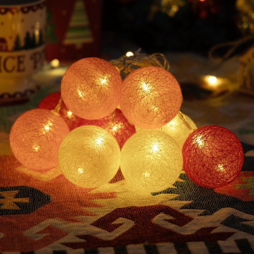 Aigostar - LED Vánoční řetěz 10xLED/3xAA 2m teplá bílá