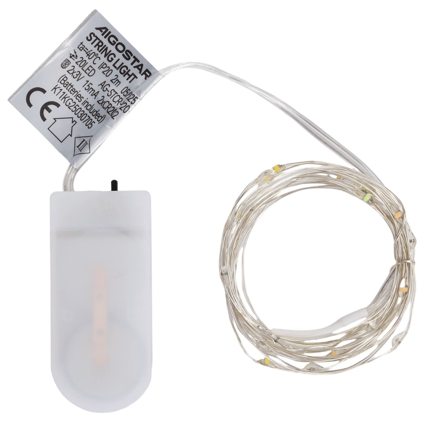 Aigostar - LED Vánoční řetěz 20xLED/2xCR2032 2m multicolor