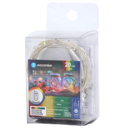 Aigostar - LED Vánoční řetěz 20xLED/2xCR2032 2m multicolor