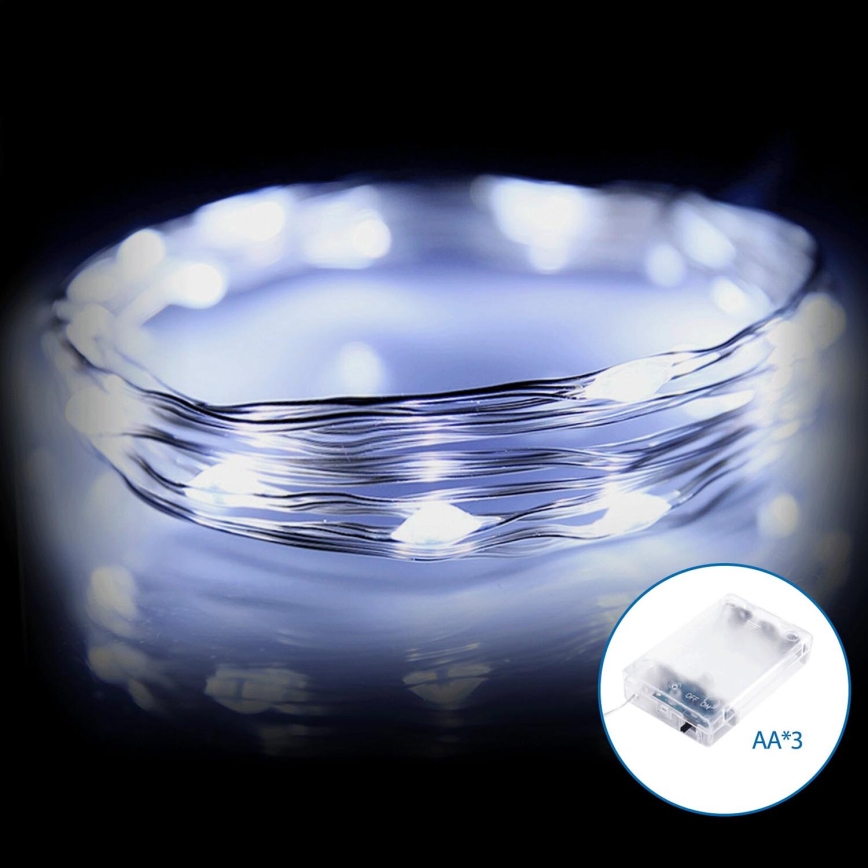 Aigostar - LED Vánoční řetěz 20xLED/3xAA 2,3m studená bílá