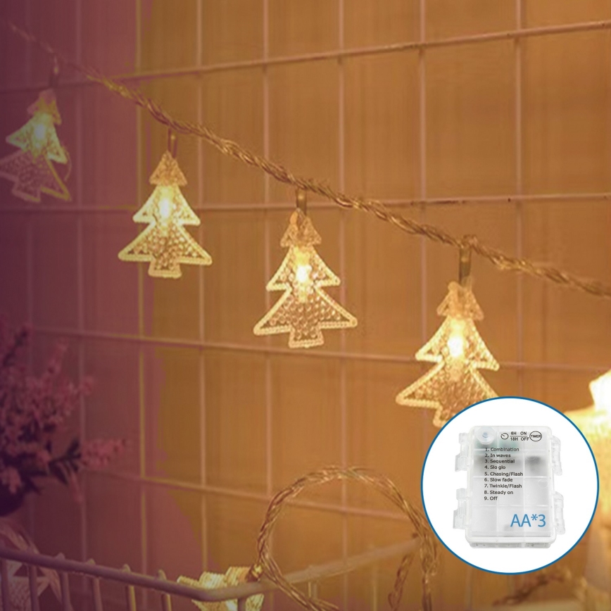 Aigostar - LED Vánoční řetěz 20xLED/3xAA 3,3m stromečky