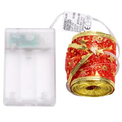 Aigostar - LED Vánoční řetěz 50xLED/3xAA 5m teplá bílá červená