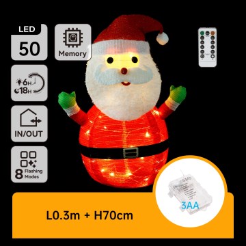 Aigostar - LED Vánoční venkovní dekorace 50xLED/3xAA 0,7m IP44 Santa Claus