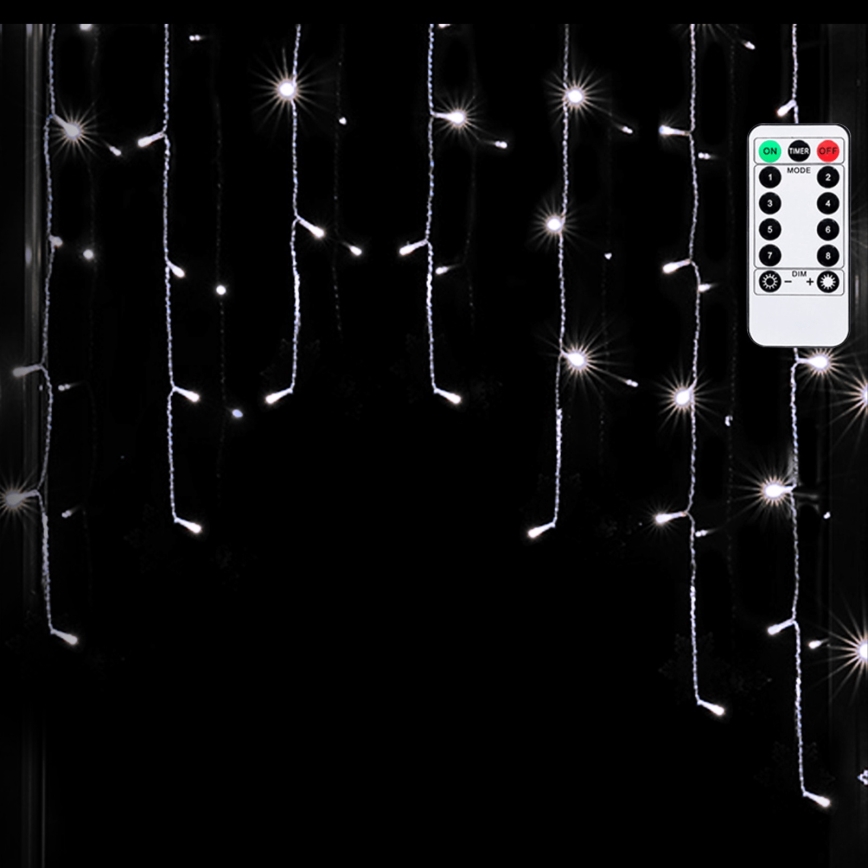 Aigostar - LED Venkovní vánoční řetěz 100xLED/6W/230V/8funkcí 1,5x1m IP44 studená bílá + dálkové ovládání