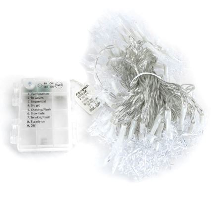 Aigostar - LED Venkovní vánoční řetěz 100xLED/8 funkcí 3xAA 10m IP44 teplá bílá hvězdy