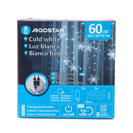 Aigostar - LED Venkovní vánoční řetěz 120xLED/8 funkcí 3x0,7m IP44 studená bílá + dálkové ovládání