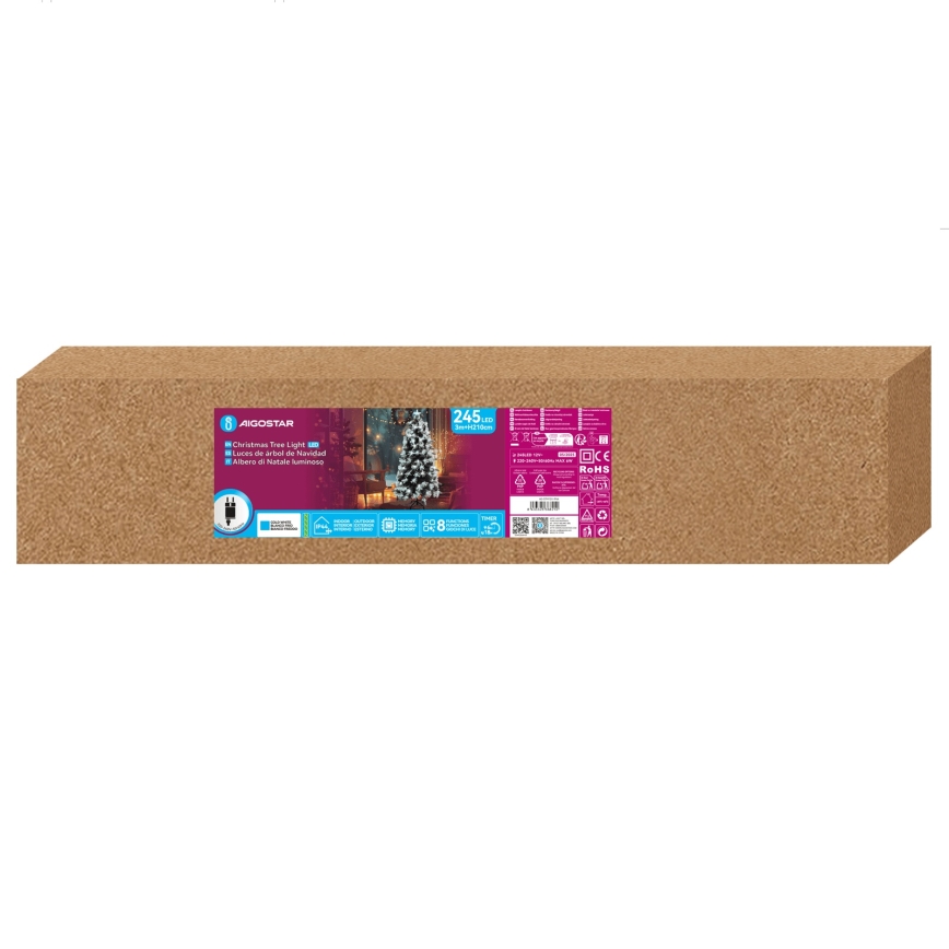 Aigostar - LED Venkovní vánoční stromek 245xLED/8 funkcí 2,1 m IP44 studená bílá