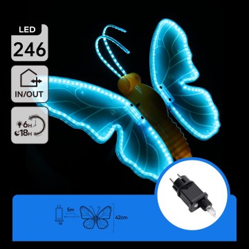 Aigostar - LED Venkovní dekorace 246xLED/9W/230V 42 cm IP44 motýl/modrá