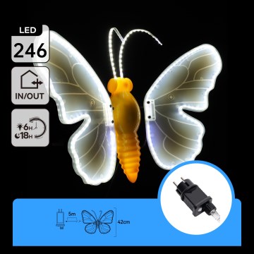 Aigostar - LED Venkovní dekorace 246xLED/9W/230V 42 cm IP44 motýl/studená bílá
