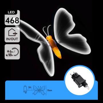 Aigostar - LED Venkovní dekorace 468xLED/18W/230V 75 cm IP44 motýl/studená bílá