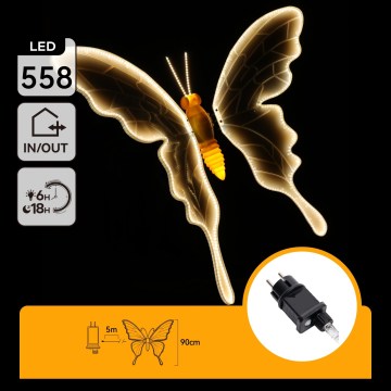 Aigostar - LED Venkovní dekorace 558xLED 90 cm IP44 motýl/teplá bílá