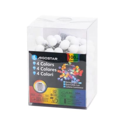 Aigostar - LED Venkovní  řetěz 100xLED/3xAA/8 funkcí 10,3 m IP44 multicolor