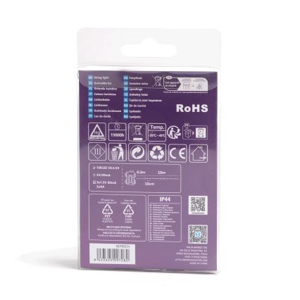 Aigostar - LED Venkovní  řetěz 100xLED/8 funkcí/3xAA10,3m IP44 multicolor